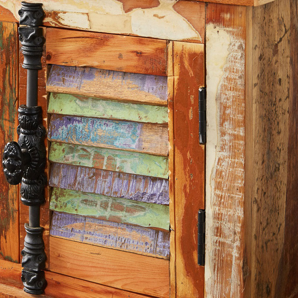 Solid Reclaimed Wood TV Stand With 2 Doors And 2 Drawers - Coastal