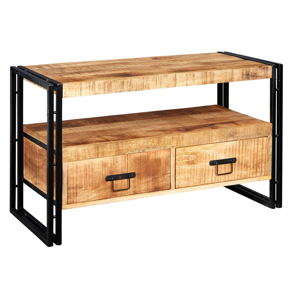 Solid Reclaimed Wood TV Stand With 2 Drawers - Cosmo Industrial