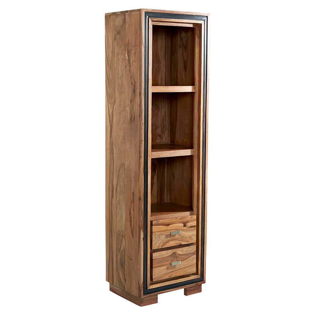 Solid Sheesham Wood Bookcase With 2 Drawers And 3 Shelves - Jodhpur
