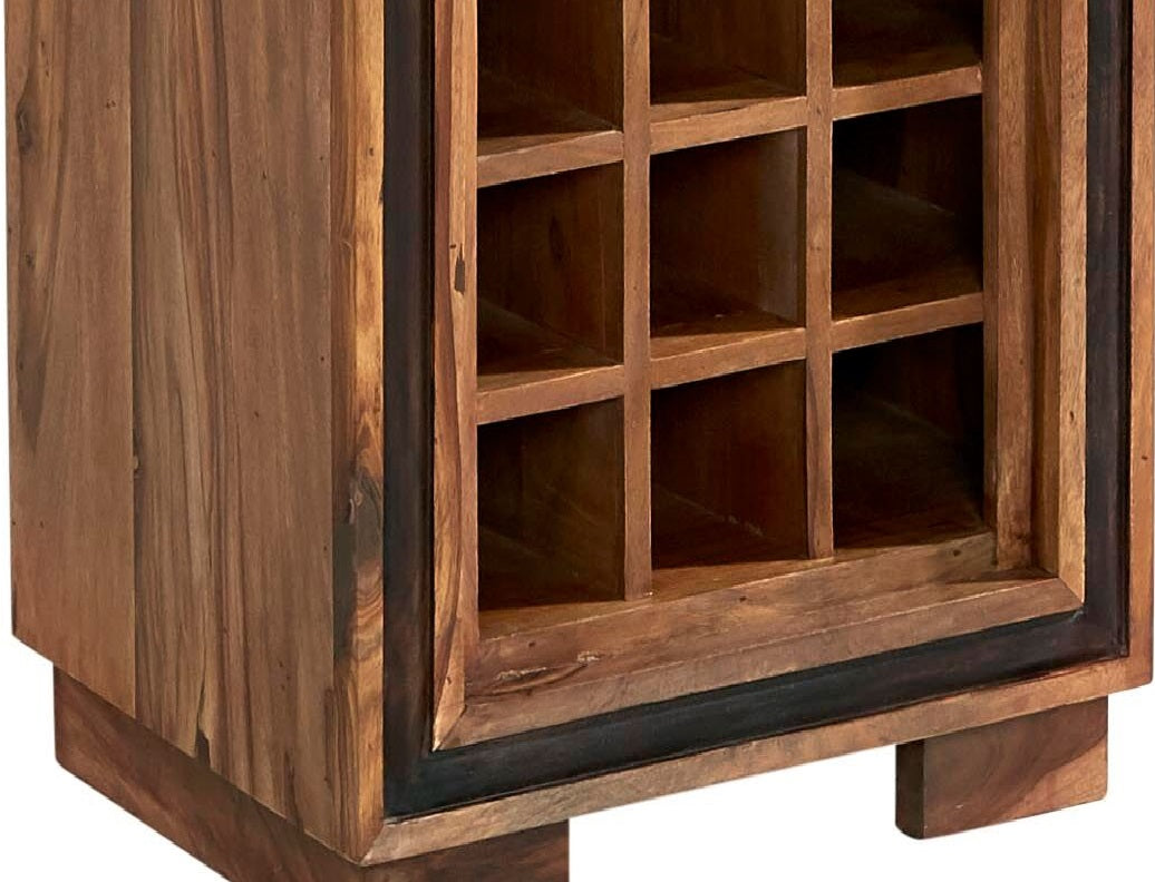Solid Sheesham Wood Bookcase With Wine Rack And 1 Drawer - Jodhpur