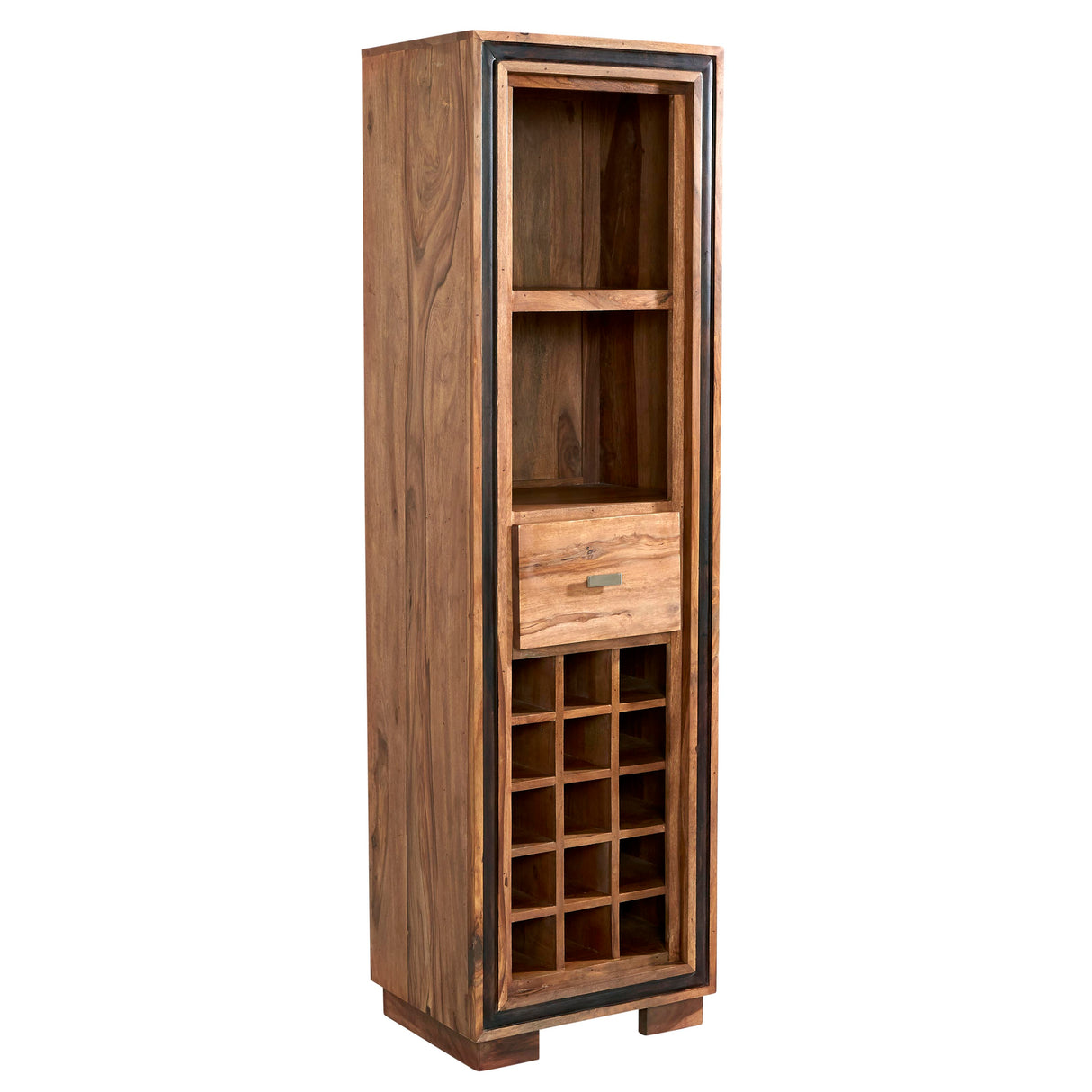 Solid Sheesham Wood Bookcase With Wine Rack And 1 Drawer - Jodhpur