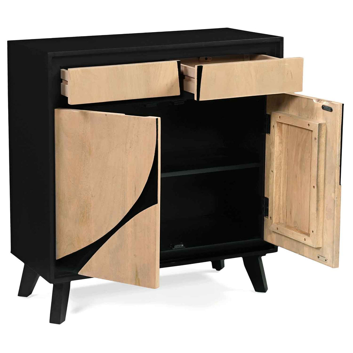 Solid Wood Sideboard 85cm Wide With 2 Doors And 2 Drawers - Boho