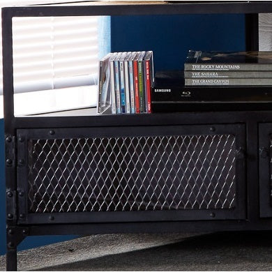 Solid Wood TV Stand Corner With Metal Frame - Ascot
