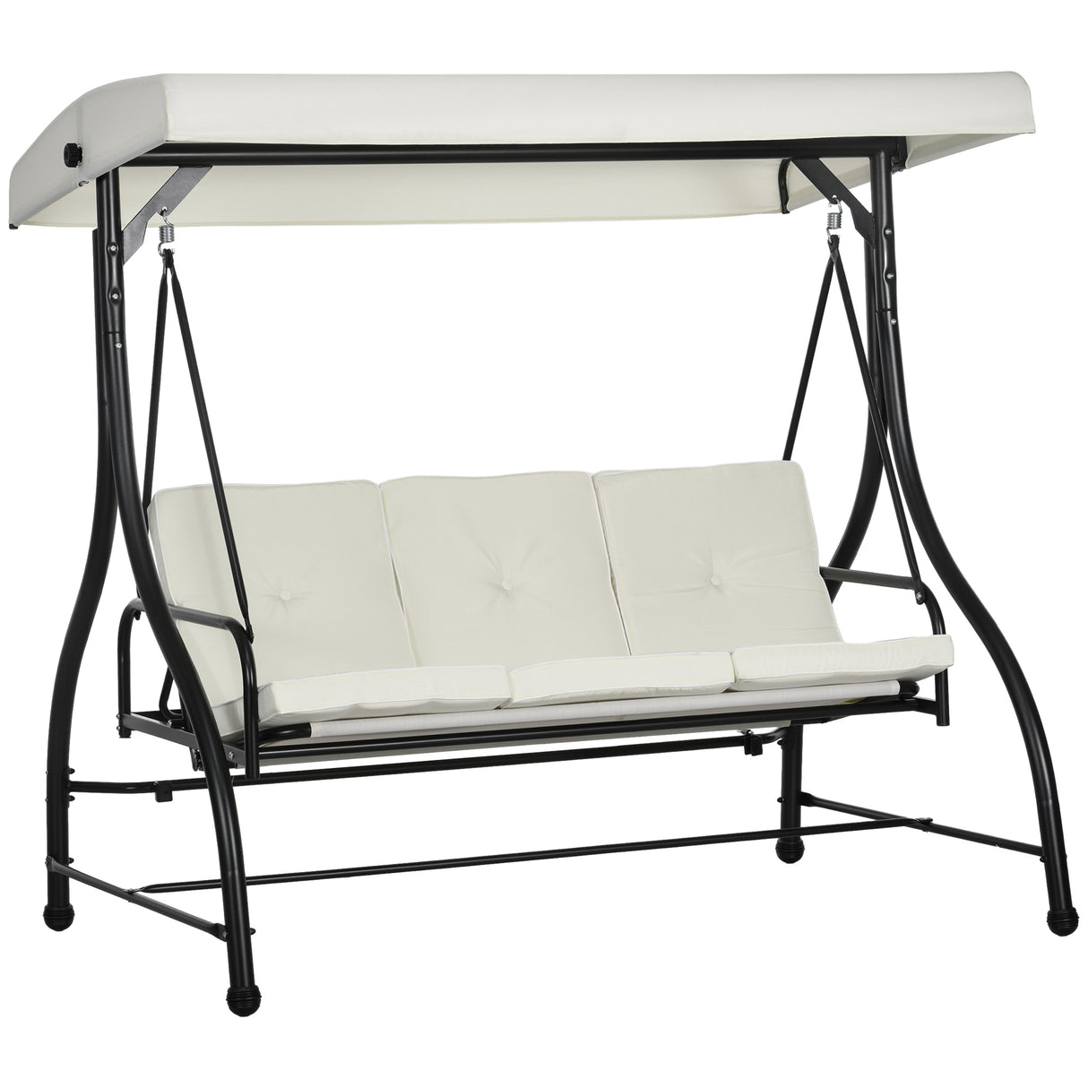 Steel 2 in 1 Convertible 3 Seater Garden Lounger Swing Chair Bed With Canopy - Velmora