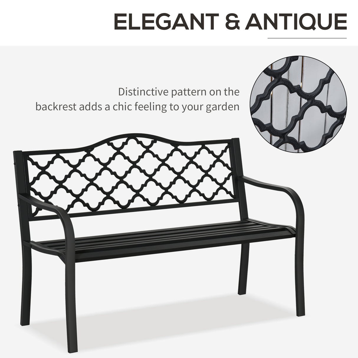 Steel 2 Seater Garden Bench Antique Loveseat for Yard - Velmora