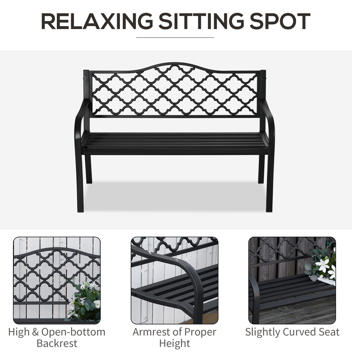 Steel 2 Seater Garden Bench Antique Loveseat for Yard - Velmora