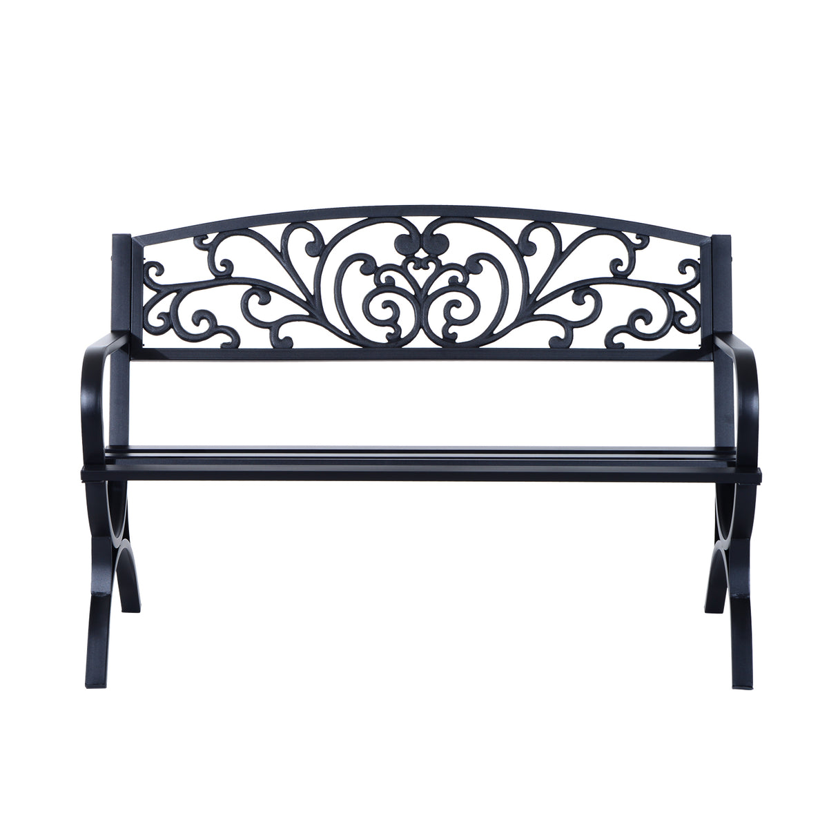 Steel 2 Seater Garden Bench for Patio Backyard - Velmora