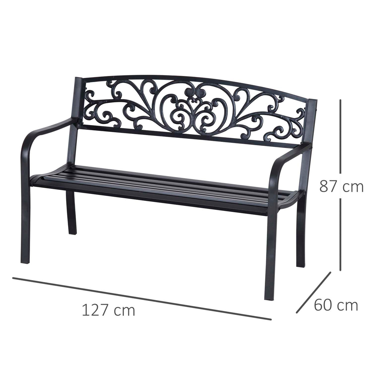 Steel 2 Seater Garden Bench - Velmora