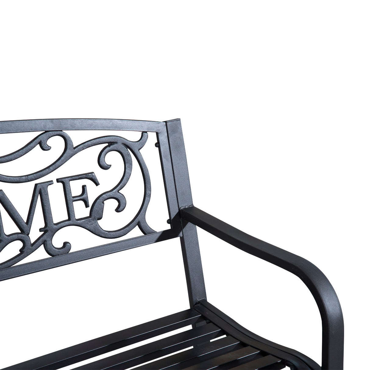 Steel 2 Seater Garden Bench with Welcome Sign - Velmora