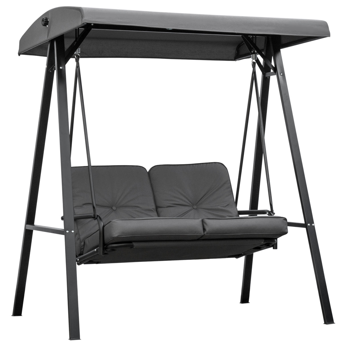 Steel 2 Seater Garden Swing Bench With Adjustable Canopy - Velmora