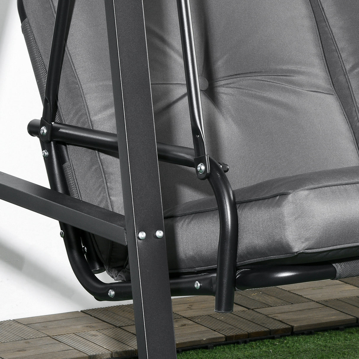 Steel 2 Seater Garden Swing Bench With Adjustable Canopy - Velmora