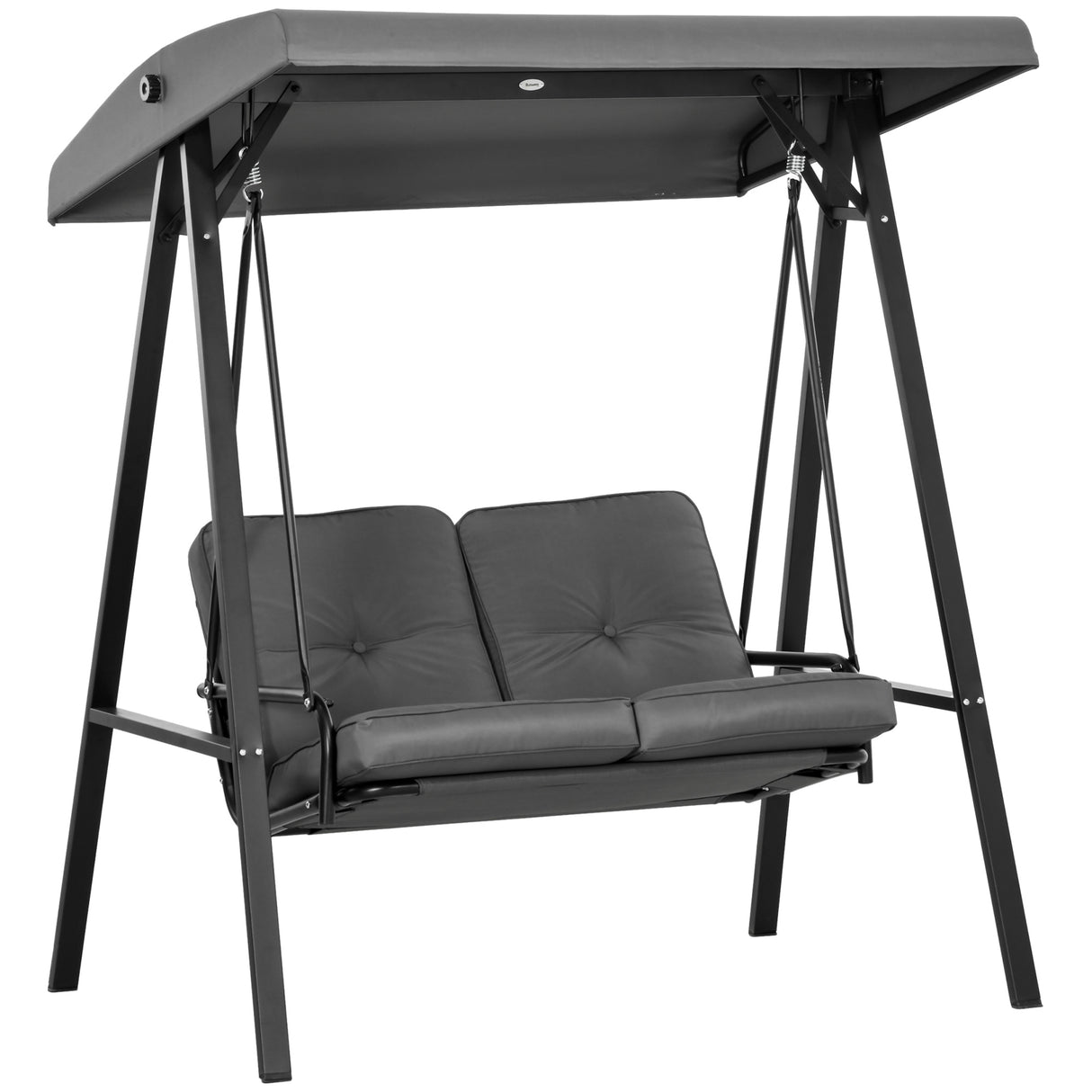 Steel 2 Seater Garden Swing Bench With Adjustable Canopy - Velmora