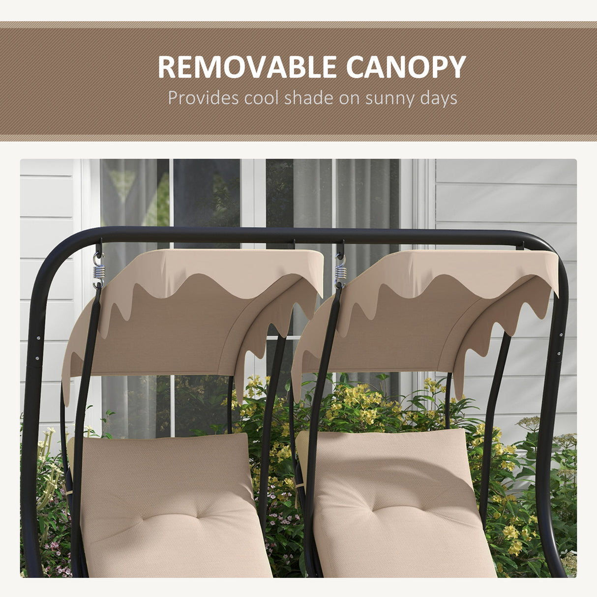 Steel 2 Seater Garden Swing Chair With Protective Canopy - Velmora