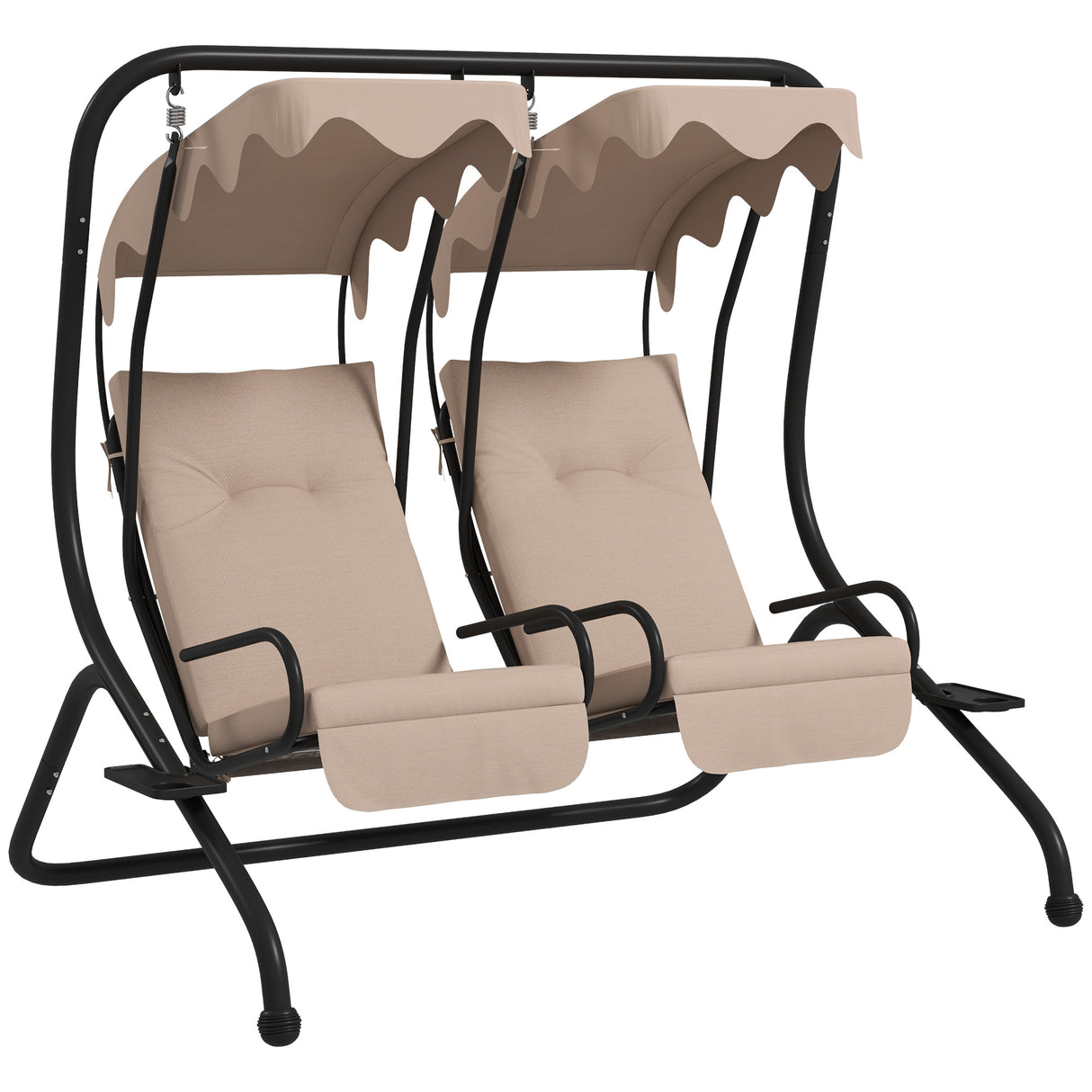 Steel 2 Seater Garden Swing Chair With Protective Canopy - Velmora
