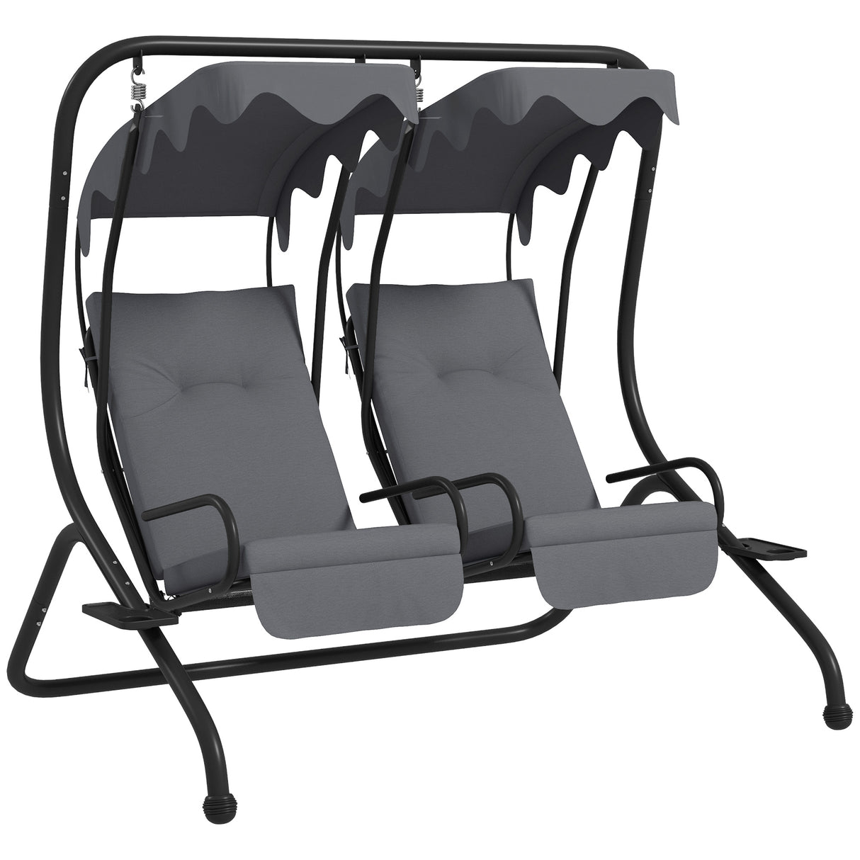 Steel 2 Seater Garden Swing Chair With Protective Canopy - Velmora
