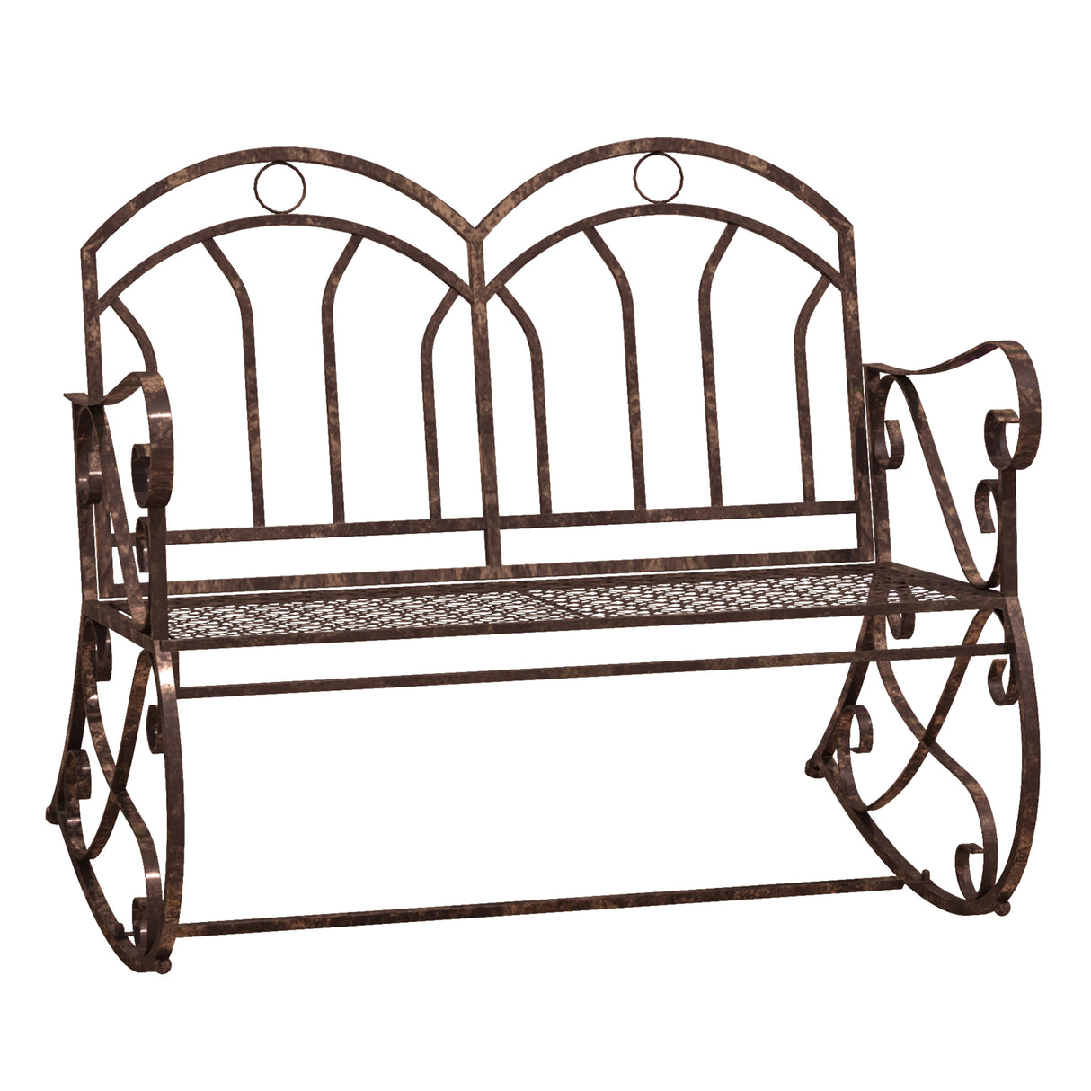 Steel 2 Seater Rocking Garden Bench Loveseat - Velmora