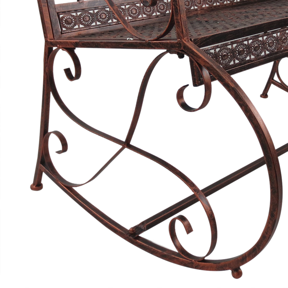 Steel 2 Seater Rocking Garden Bench Loveseat - Velmora