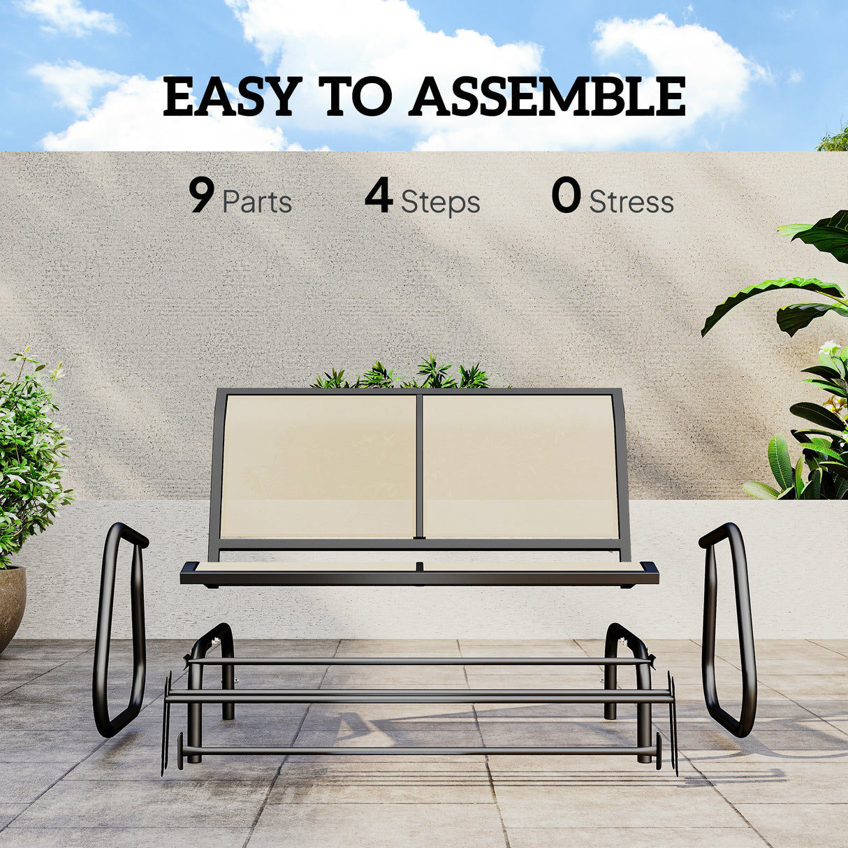 Steel 2 Seater Swing Gliding Garden Bench - Velmora