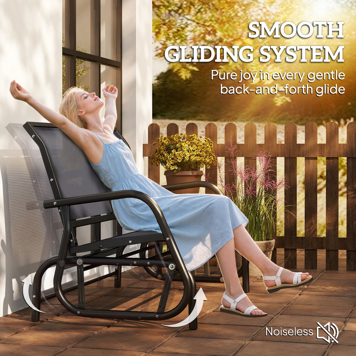 Steel 2 Seater Swing Gliding Garden Bench - Velmora
