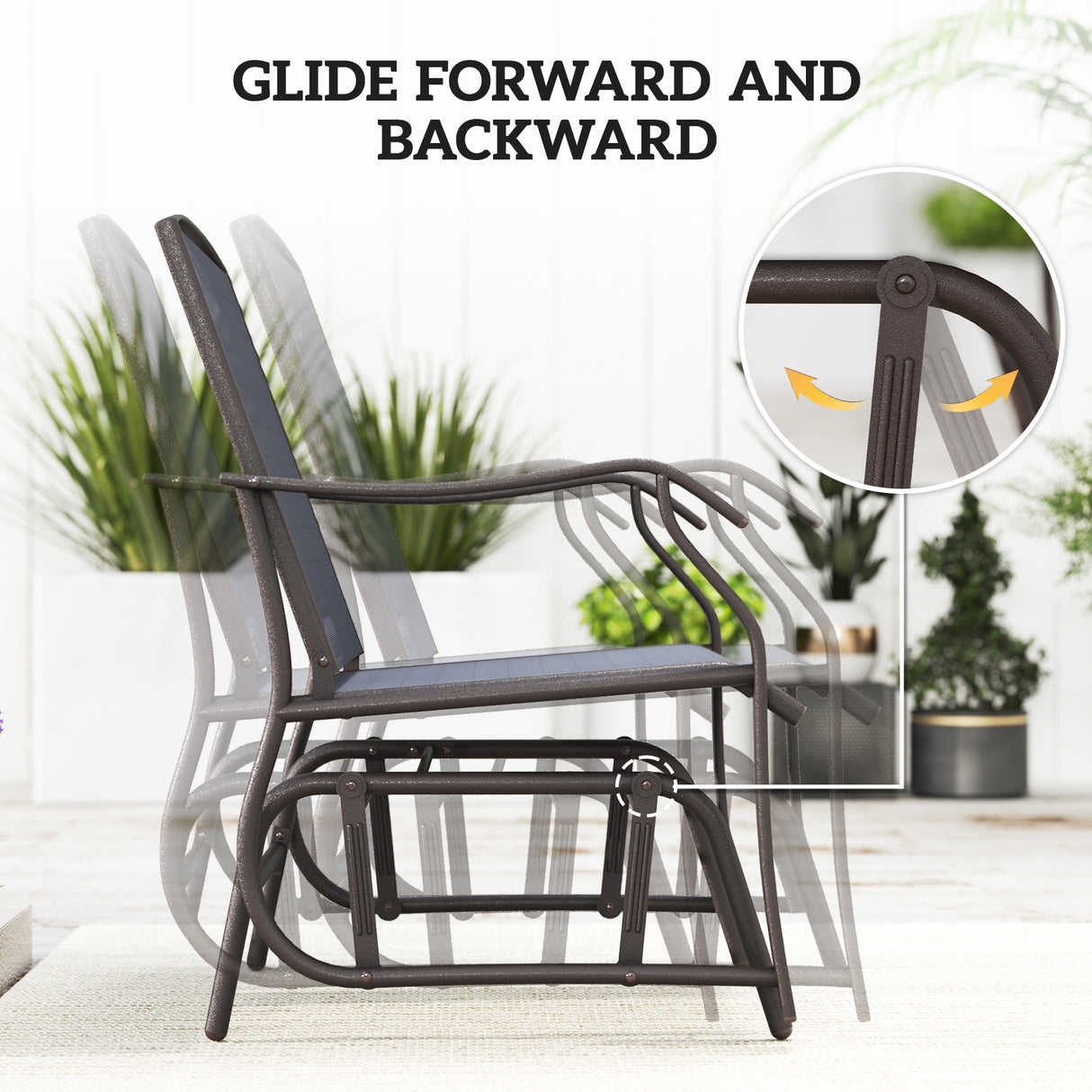 Steel 2 Single Seater Garden Glider Rocking Chairs And Table Set - Velmora