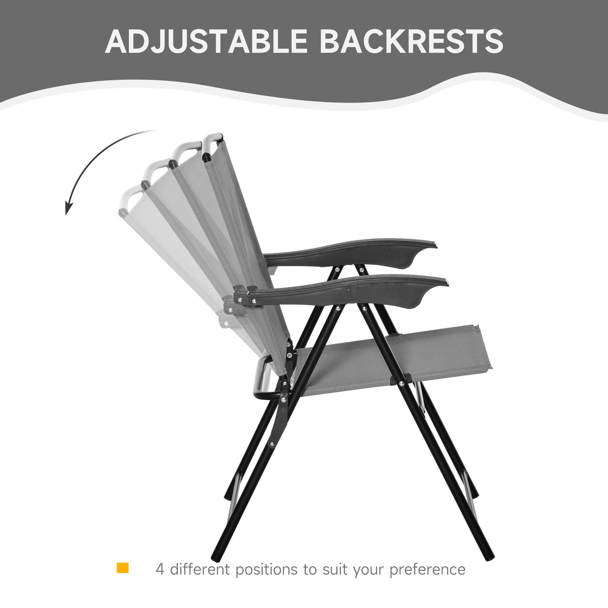 Steel 3 Pieces Garden Bistro Set With 2 Folding Backrest Adjustable Armchairs - Velmora