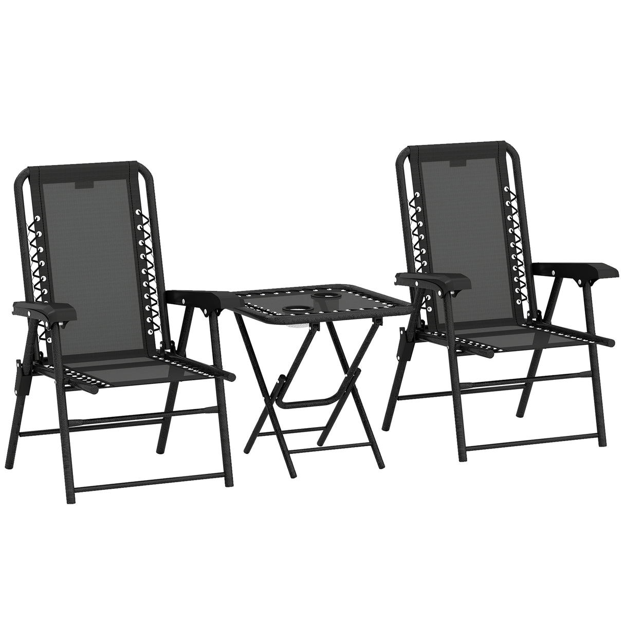 Steel 3 Pieces Garden Bistro Set With Coffee Table - Velmora
