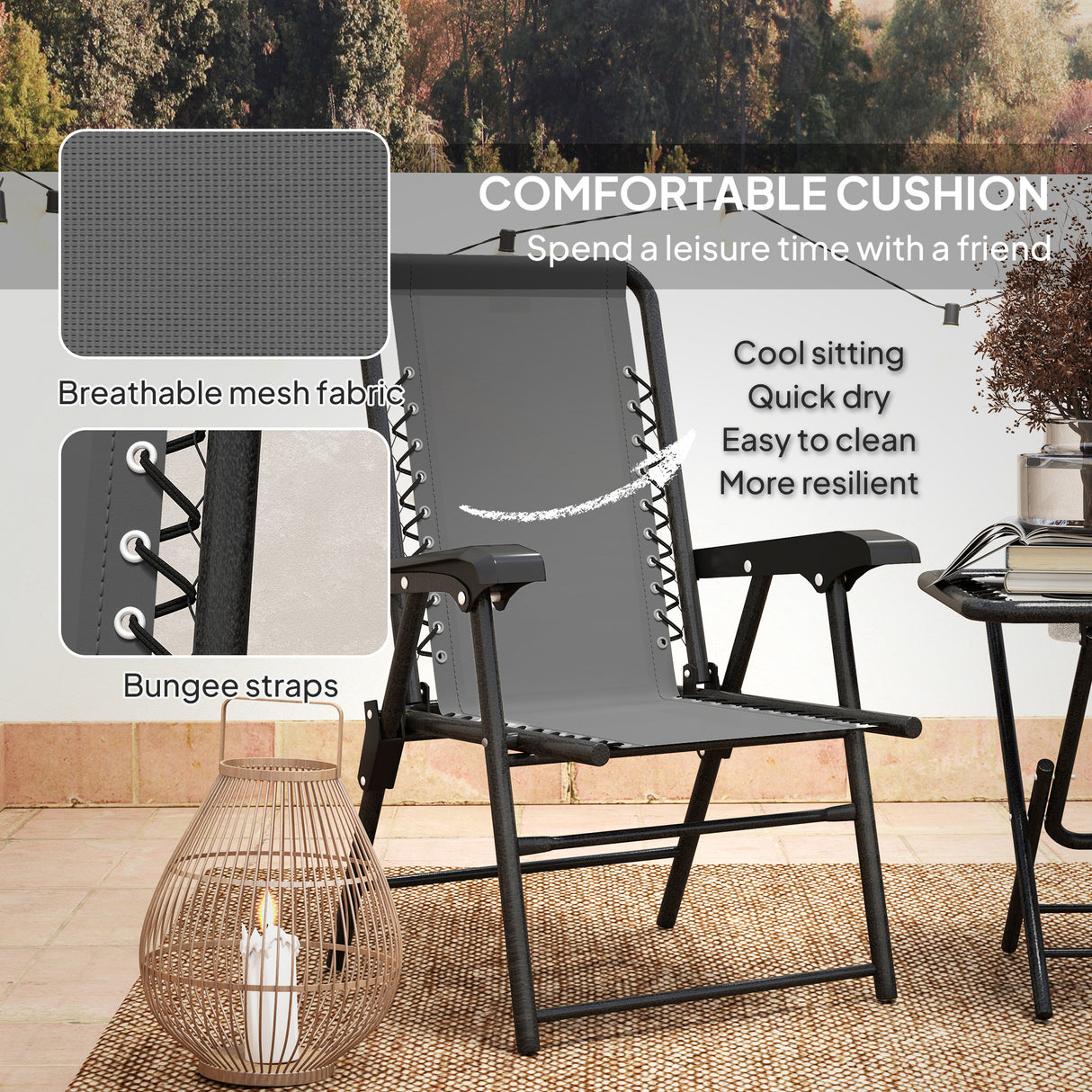 Steel 3 Pieces Garden Bistro Set With Coffee Table - Velmora
