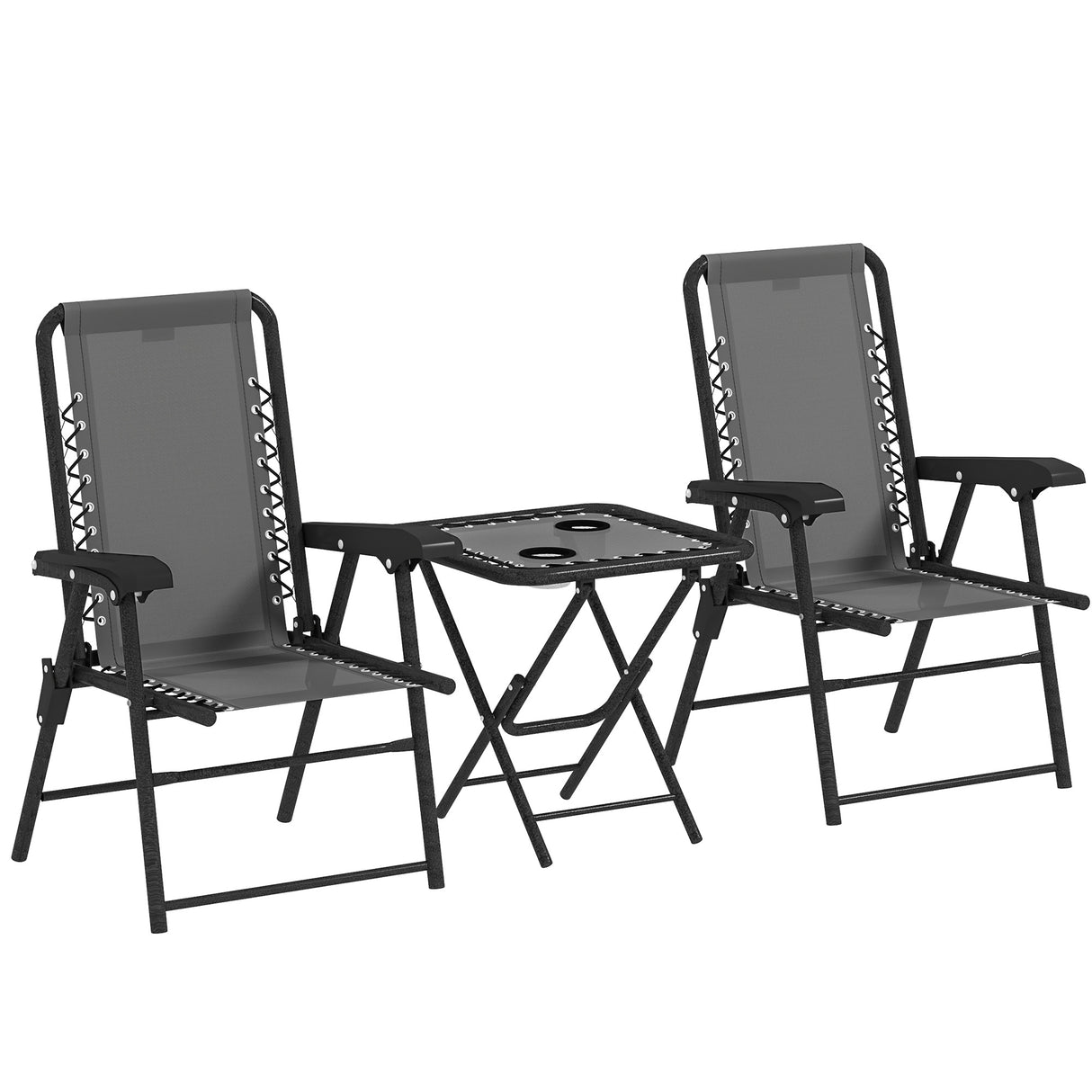 Steel 3 Pieces Garden Bistro Set With Coffee Table - Velmora