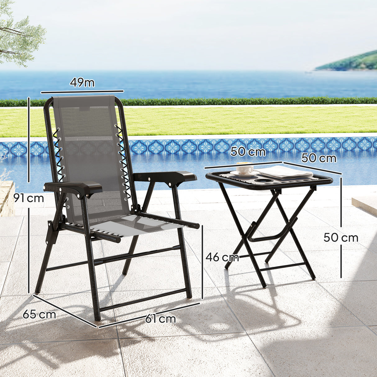 Steel 3 Pieces Garden Bistro Set With Coffee Table - Velmora