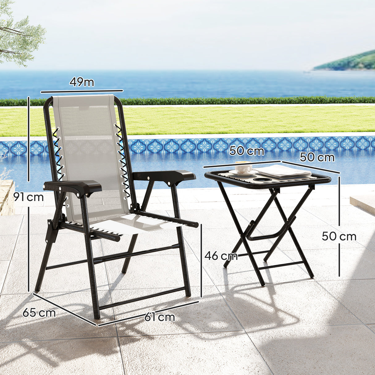 Steel 3 Pieces Garden Bistro Set With Coffee Table - Velmora