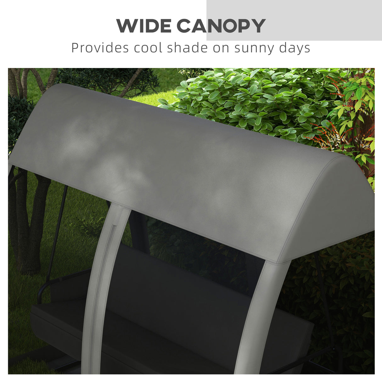 Steel 3 Seater Convertible Swing Chair Bed With Fabric Curtained Canopy - Velmora