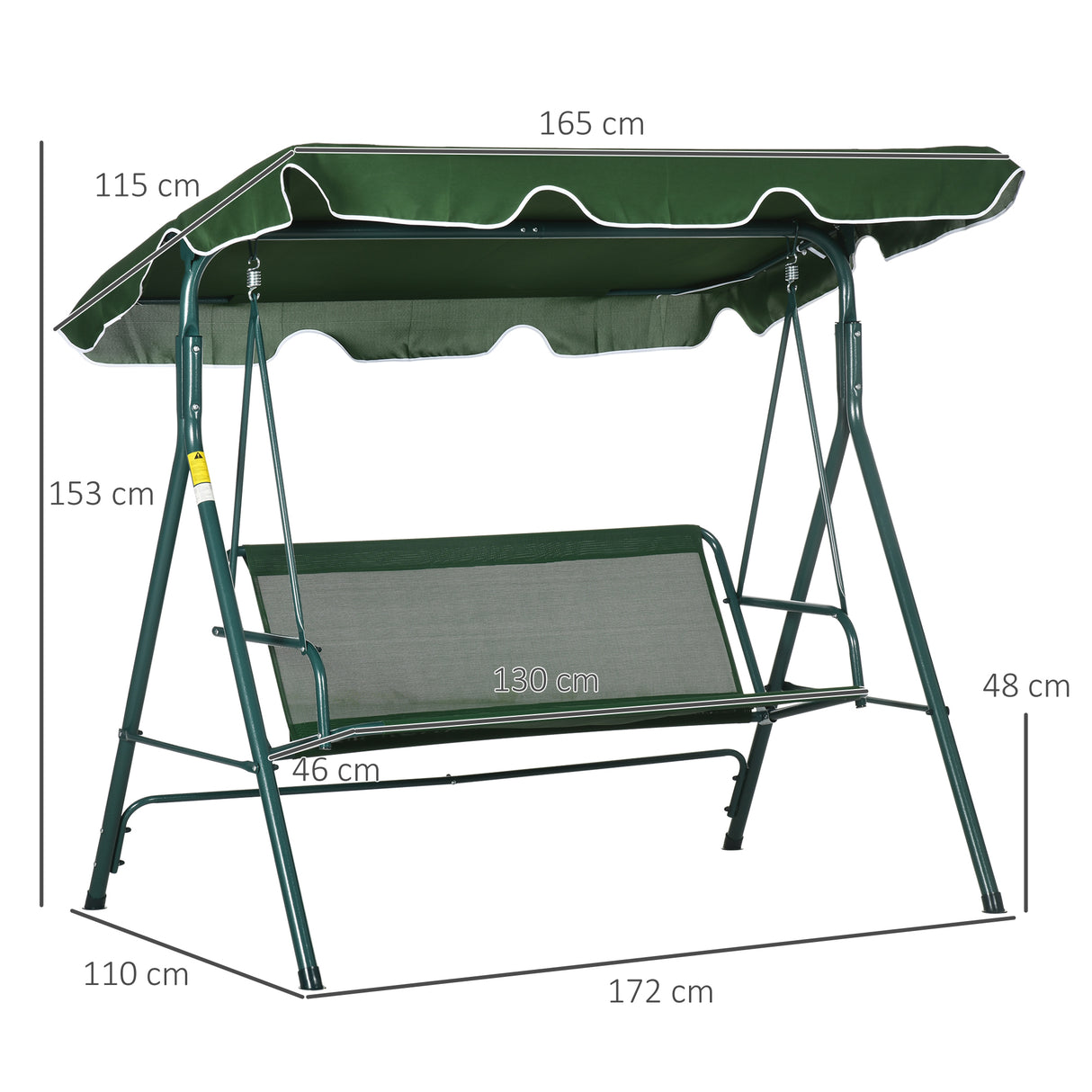 Steel 3 Seater Garden Swing Chair With Adjustable Canopy - Velmora