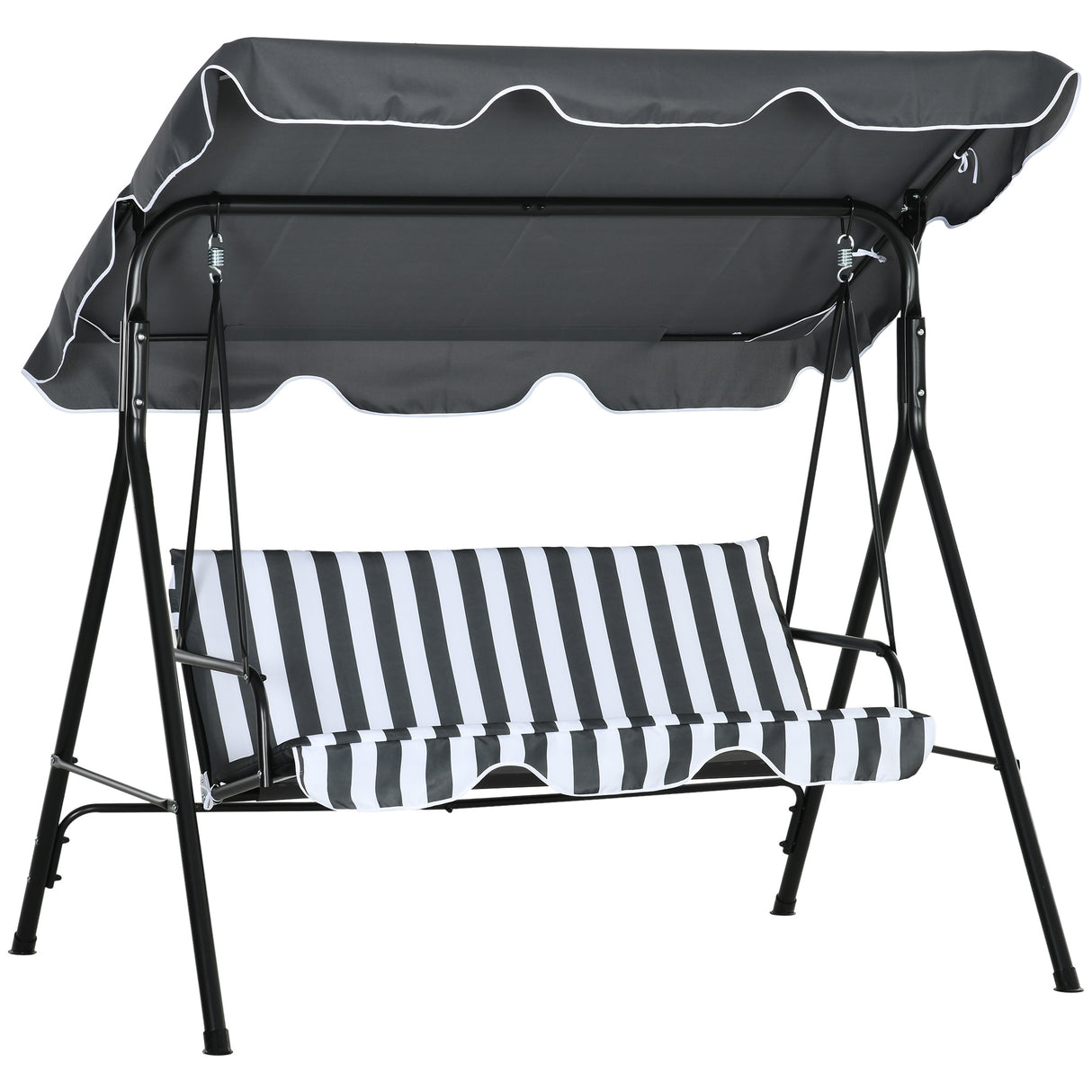 Steel 3 Seater Garden Swing Chair With Adjustable Canopy - Velmora