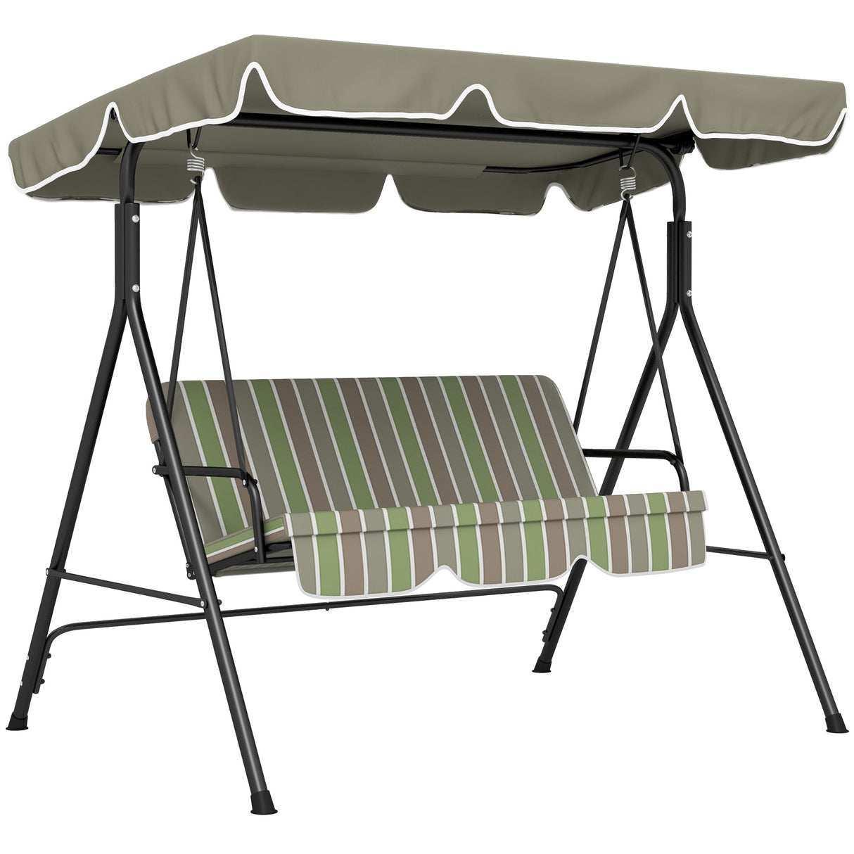 Steel 3 Seater Garden Swing Chair With Adjustable Canopy - Velmora