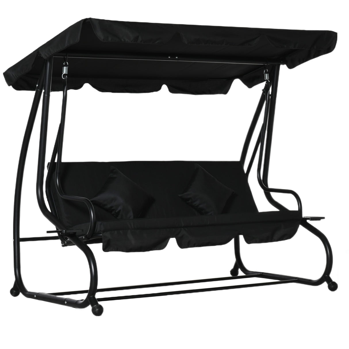 Steel 3 Seater Garden Swing Chair Bed With Adjustable Canopy - Velmora