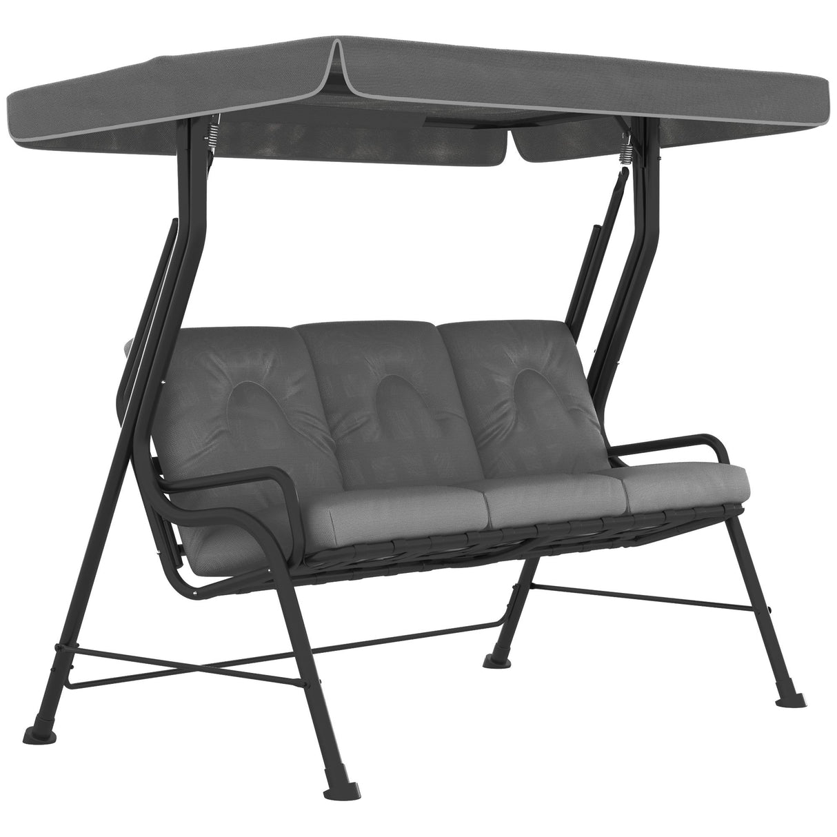 Steel 3 Seater Garden Swing Chair Bench With Adjustable Waterproof Canopy - Velmora