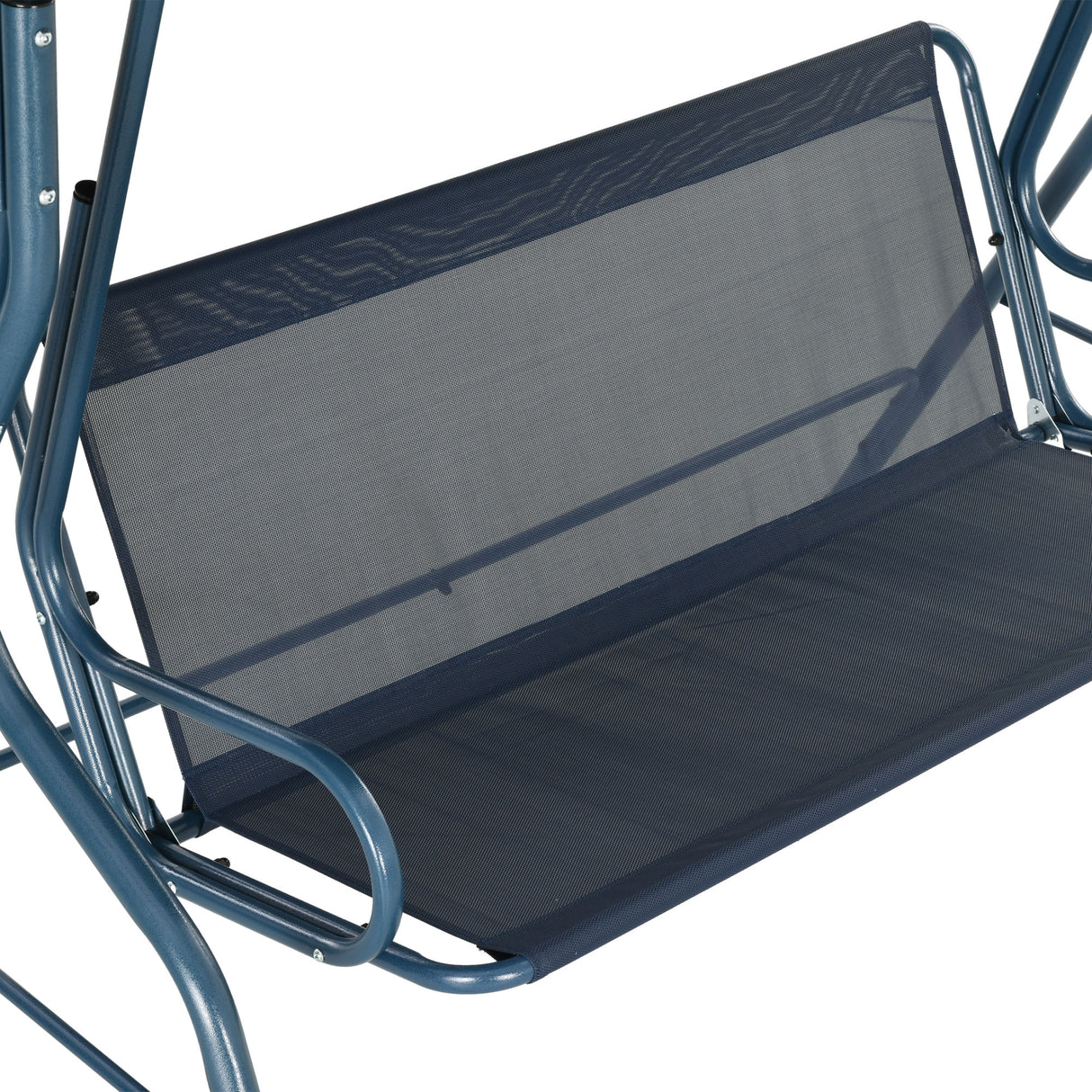 Steel 3 Seater Garden Swing Seat Bench With Adjustable Canopy And Stripes - Velmora