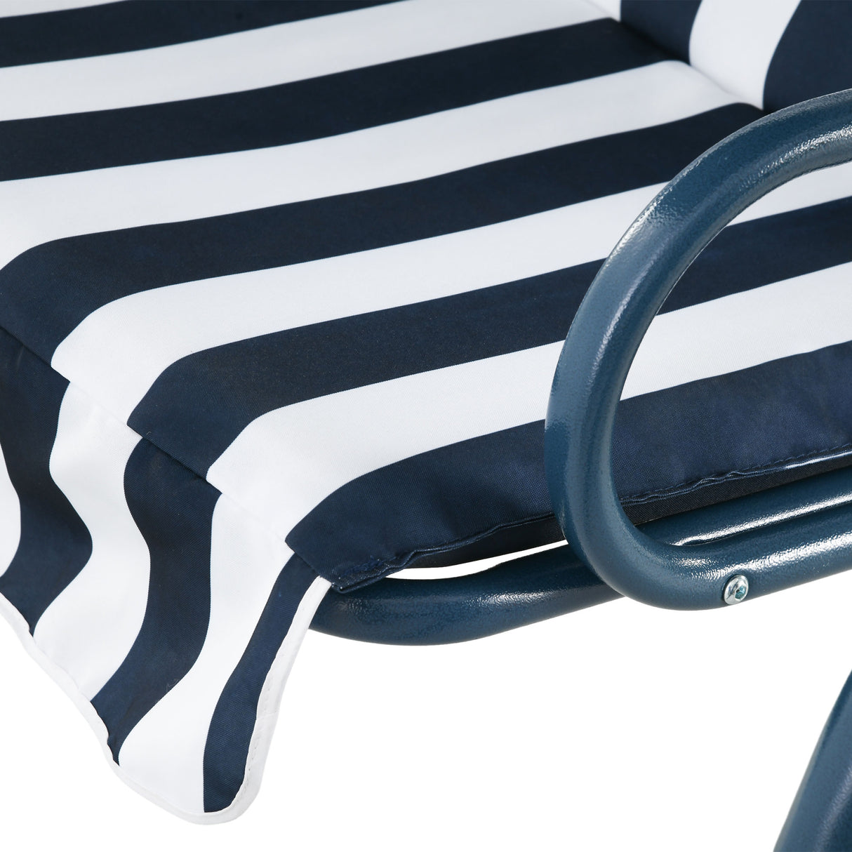 Steel 3 Seater Garden Swing Seat Bench With Adjustable Canopy And Stripes - Velmora