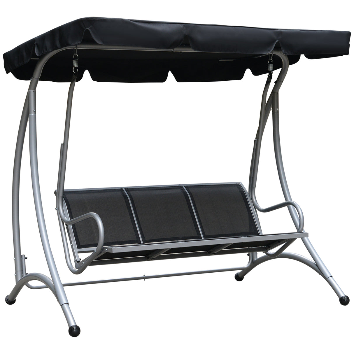 Steel 3 Seater Outdoor Porch Swing Chair Bench With Canopy - Velmora