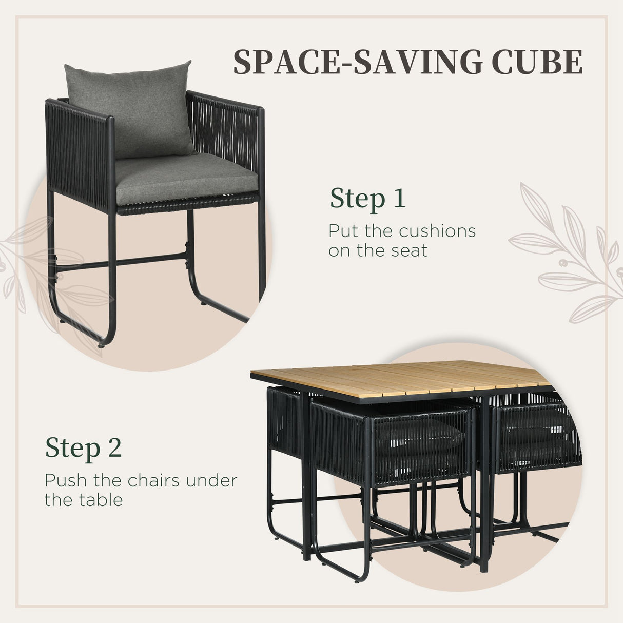 Steel 4 Seater Garden Dining Set With Rattan Cube Armchairs And Slatted Table - Velmora