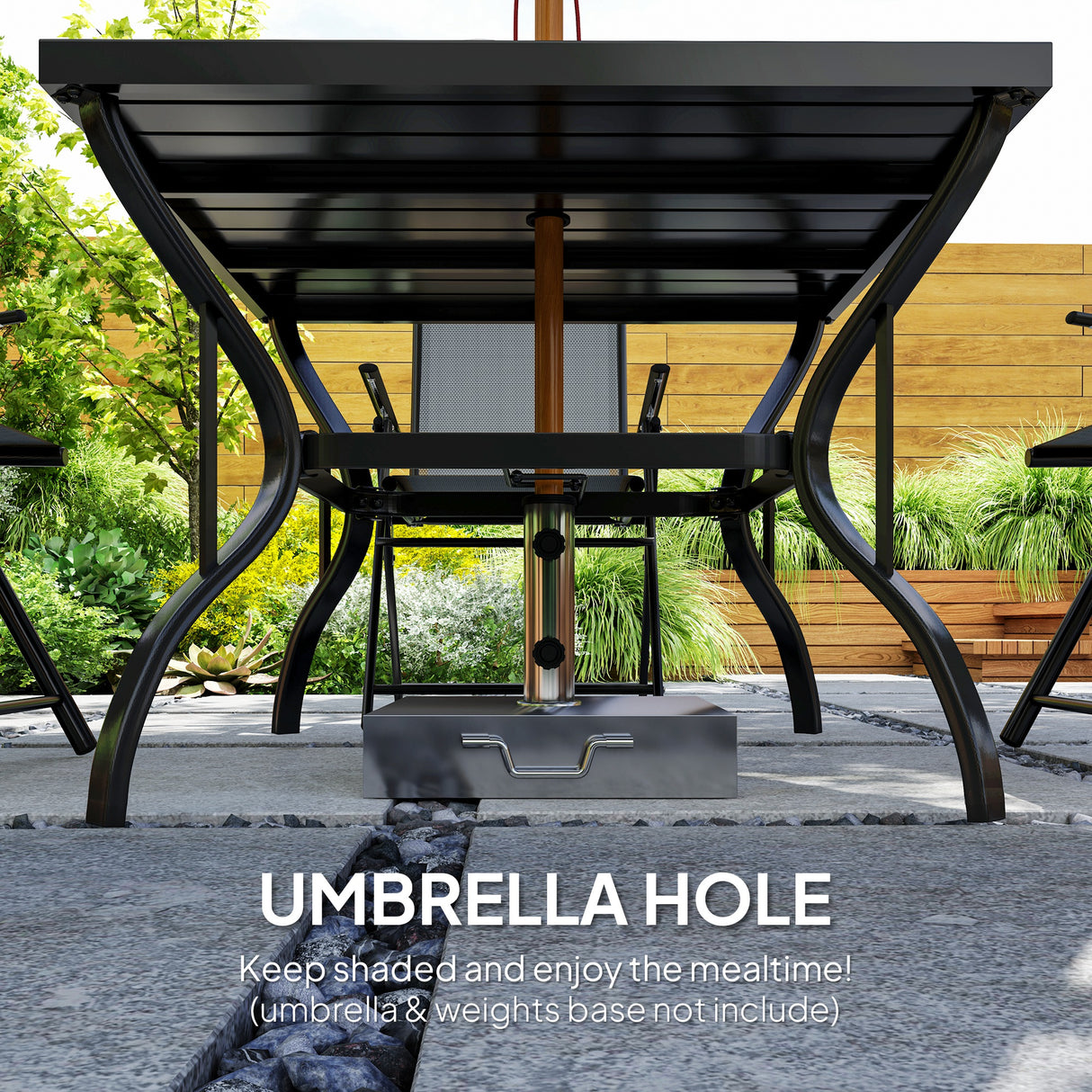 Steel 4 Seater Garden Dining Set With Square Table - Velmora