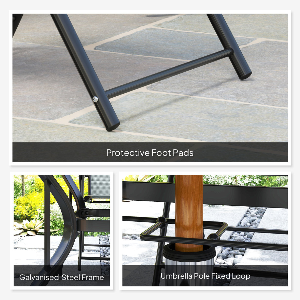 Steel 4 Seater Garden Dining Set With Square Table - Velmora