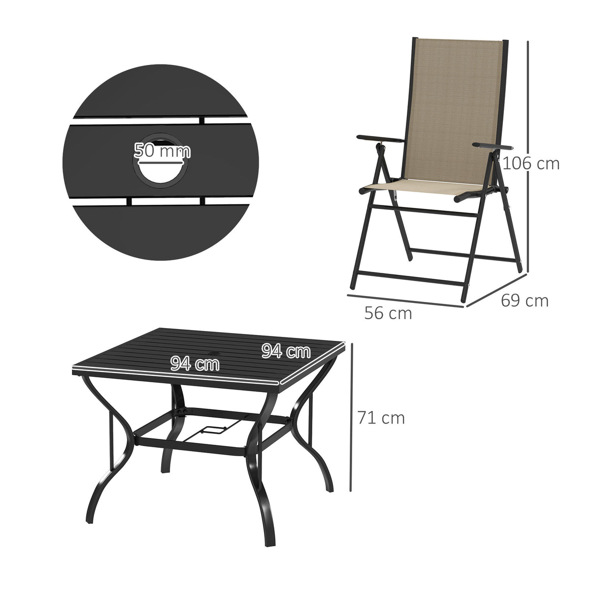 Steel 4 Seater Garden Dining Set With Square Table - Velmora