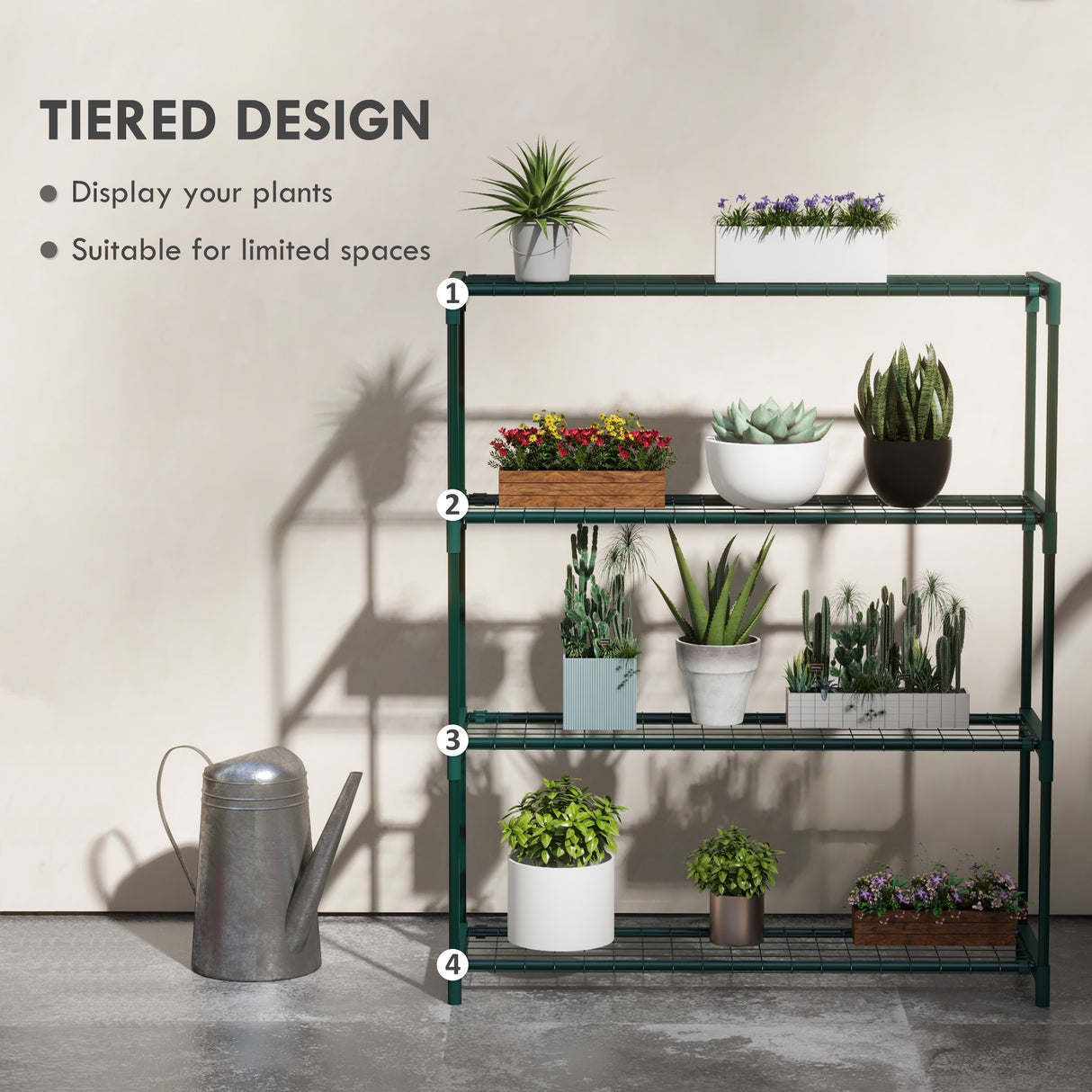 Steel 4 Tier Plant Stand 89cm Wide - Velmora
