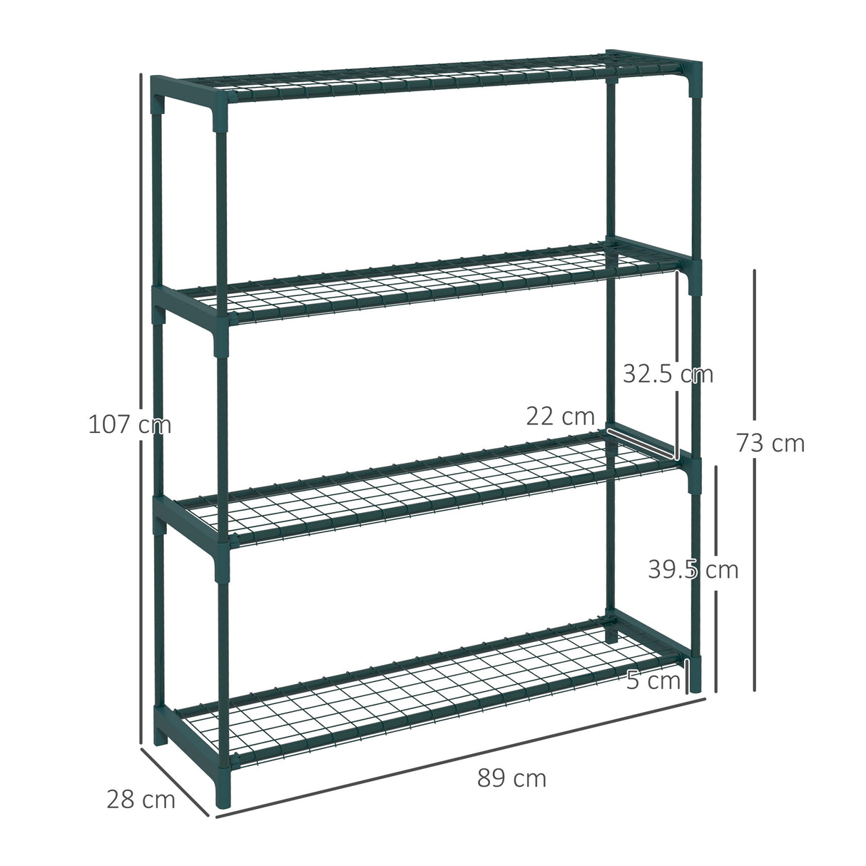 Steel 4 Tier Plant Stand 89cm Wide - Velmora