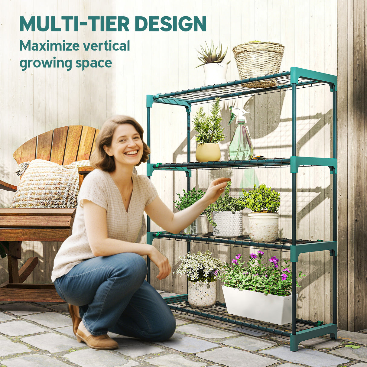 Steel 4 Tier Plant Stand With Rack Buckles 90cm Wide in Set Of 2 - Velmora