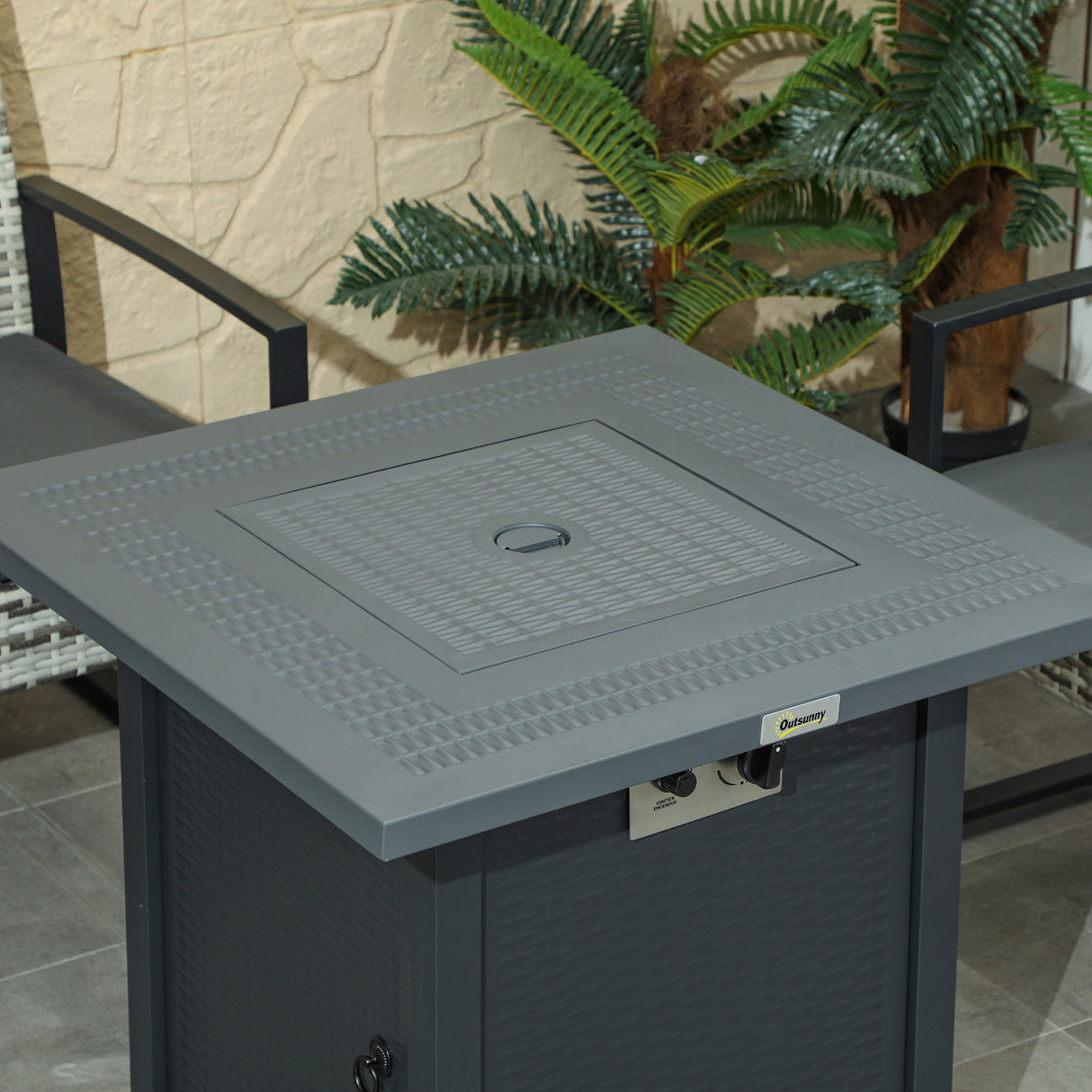 Steel 40,000 BTU Gas Square Fire Pit Table - Velmora