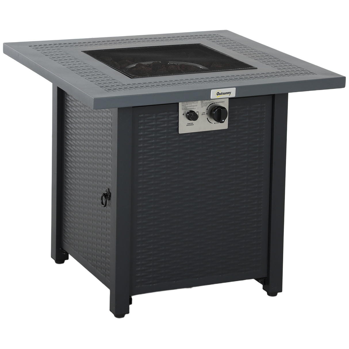 Steel 40,000 BTU Gas Square Fire Pit Table - Velmora