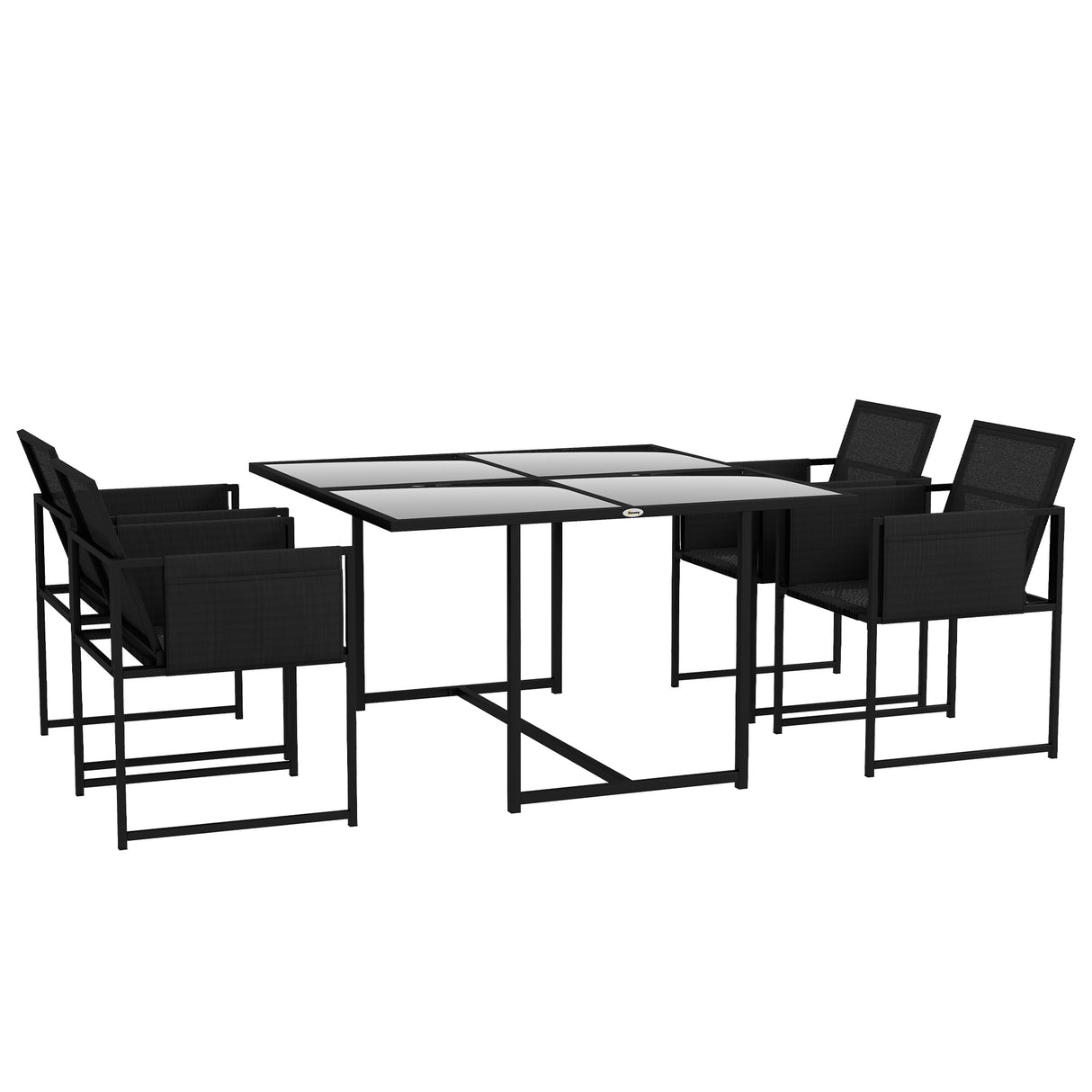 Steel 5 Pieces Garden Dining Set With 4 Mesh Fabric Folding Back Chairs - Velmora
