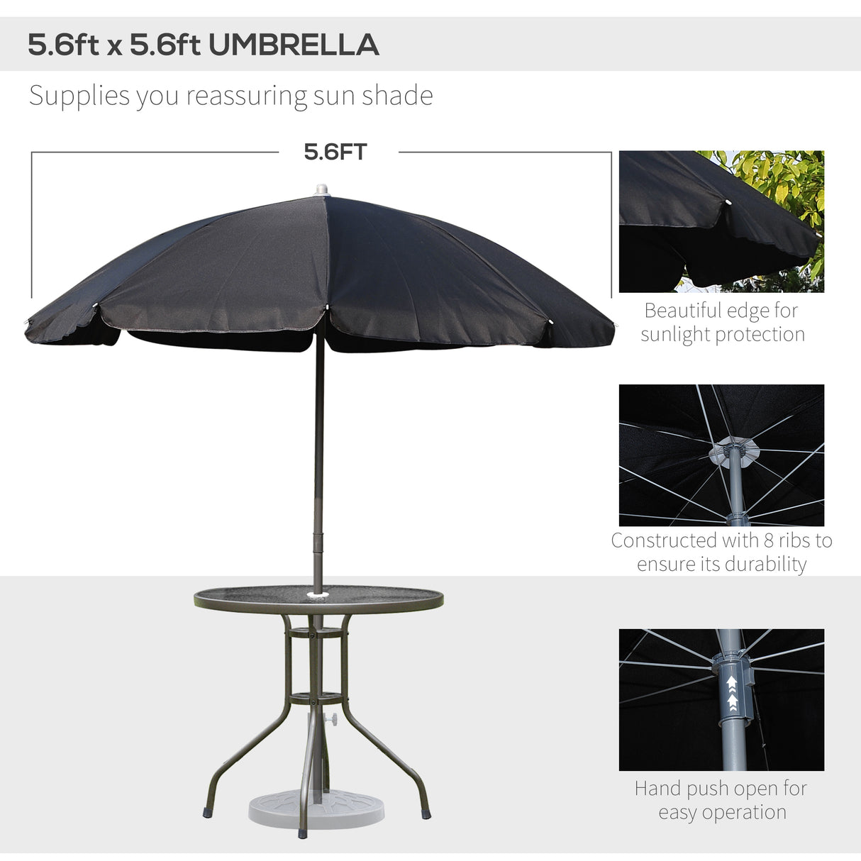 Steel 6 Pieces Patio Garden Dining Set With Folding Chairs And Parasol - Velmora